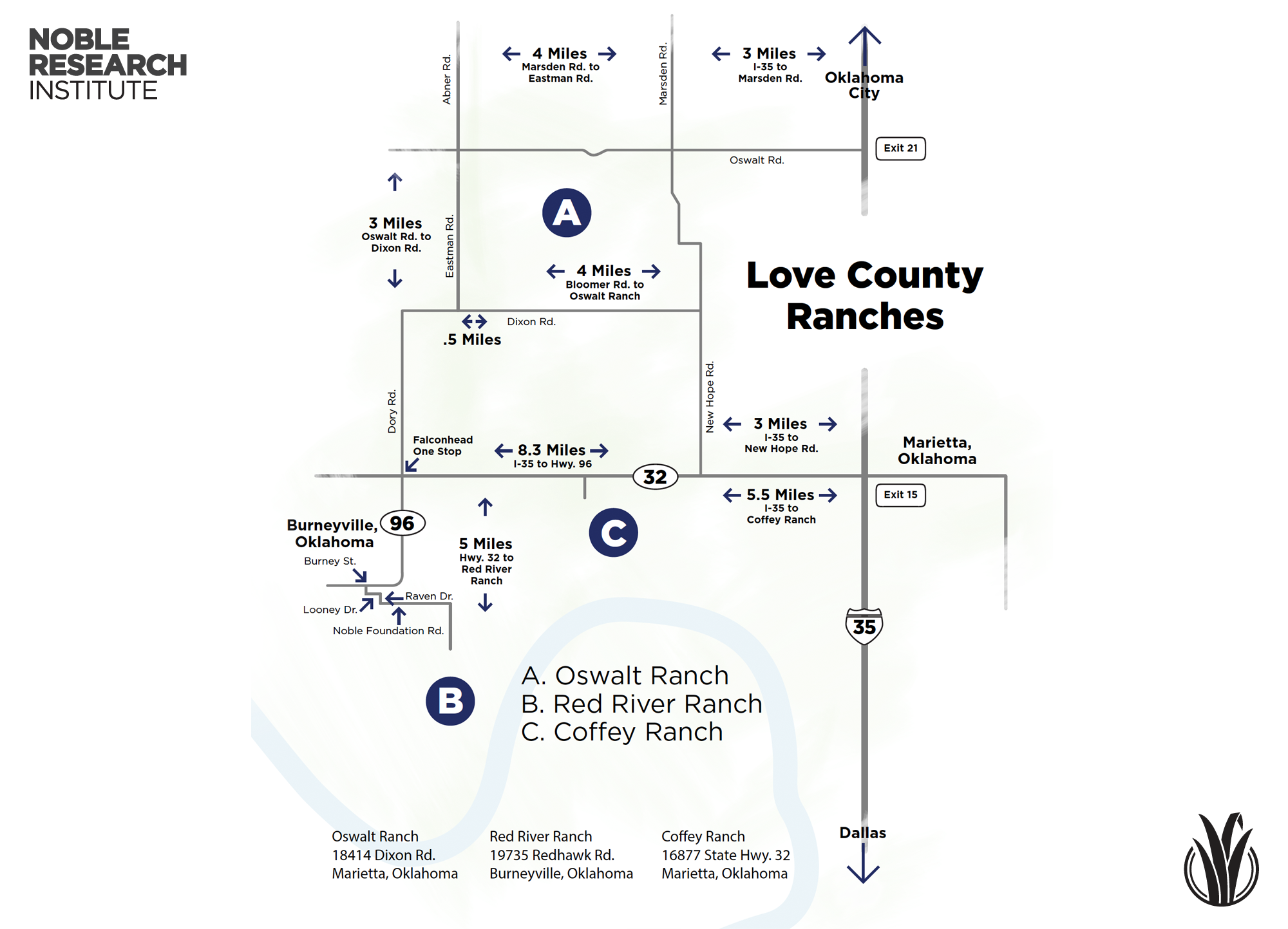 Love County Ranches Map