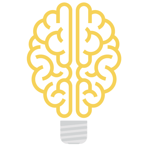 Illustration of a lightbulb shaped like a brain