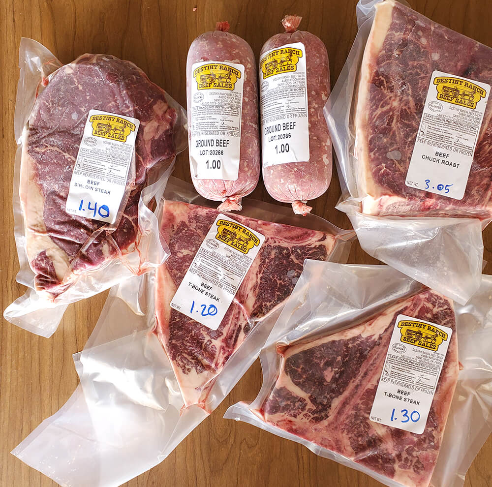 Destiny Ranch Super Package of different cuts of beef