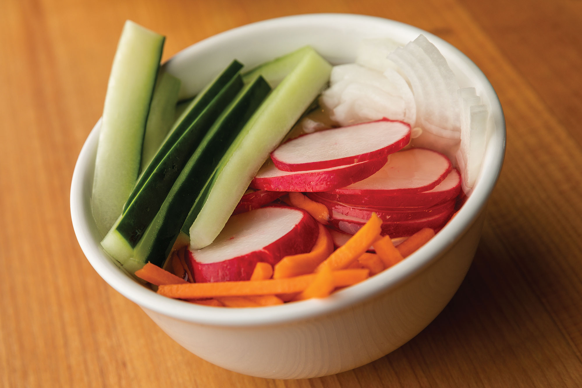 Bowl of cut vegetables