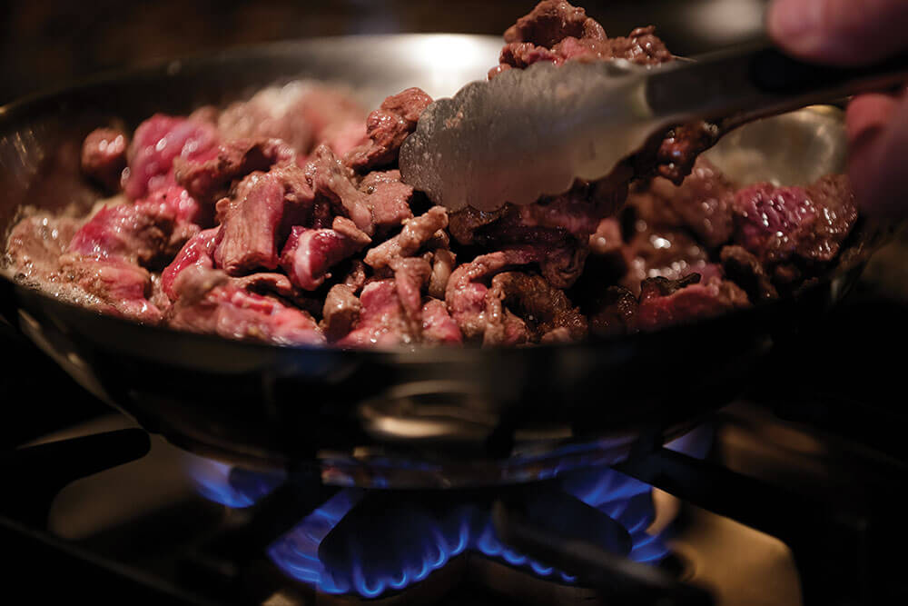 Cooking beef for fajitas