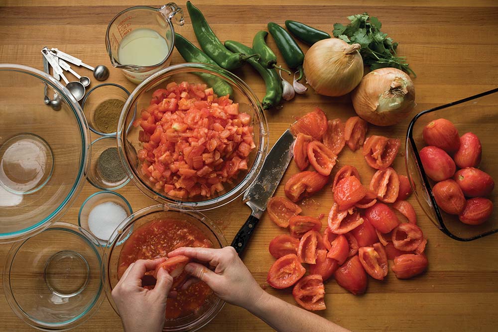 Food prep Food prep of all the ingredients for salsa
