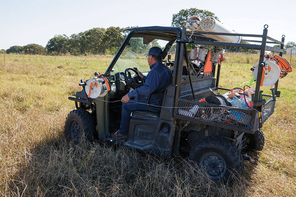 Paul Luna Drive UTV with polywire equipment