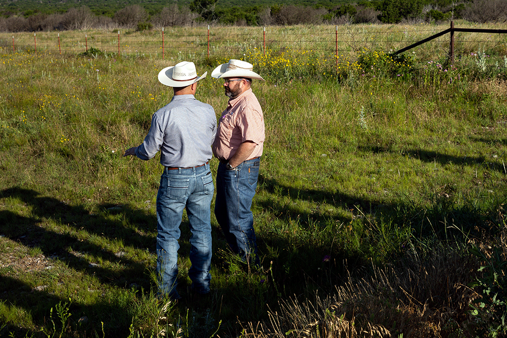 ranch advisors talking in pasture