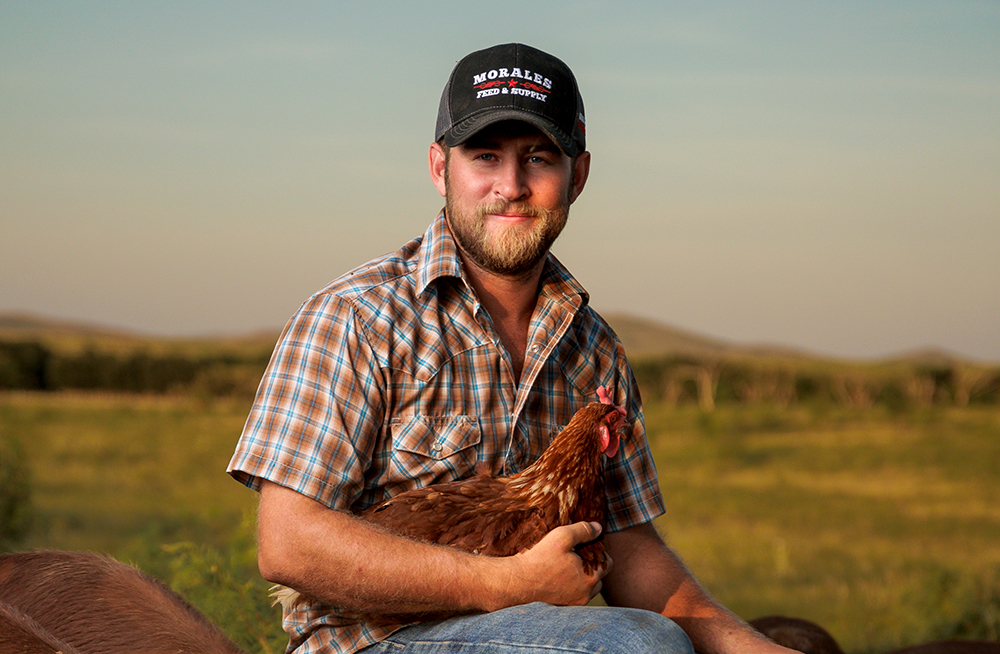 Rancher with chicken