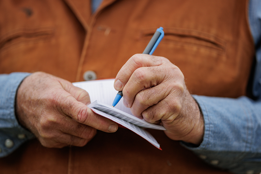 taking notes in field
